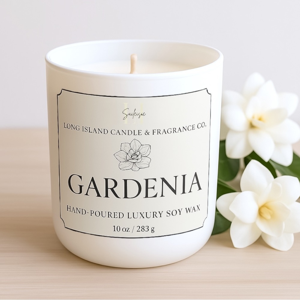 Gardenia Natural Soy Wax Candle | Hand-Poured 10 oz Floral Scent | New - Picture 4 of 8